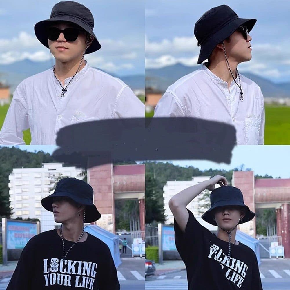 Foldable Waterproof Fisherman Hat Unisex Quick-Drying Sun Protection Summer Outdoor Hat, Dark Pink - Image 4