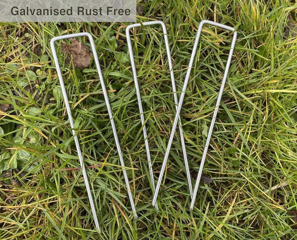 100 pcs U-shaped garden anchor pegs, 150mm, silver - Image 3
