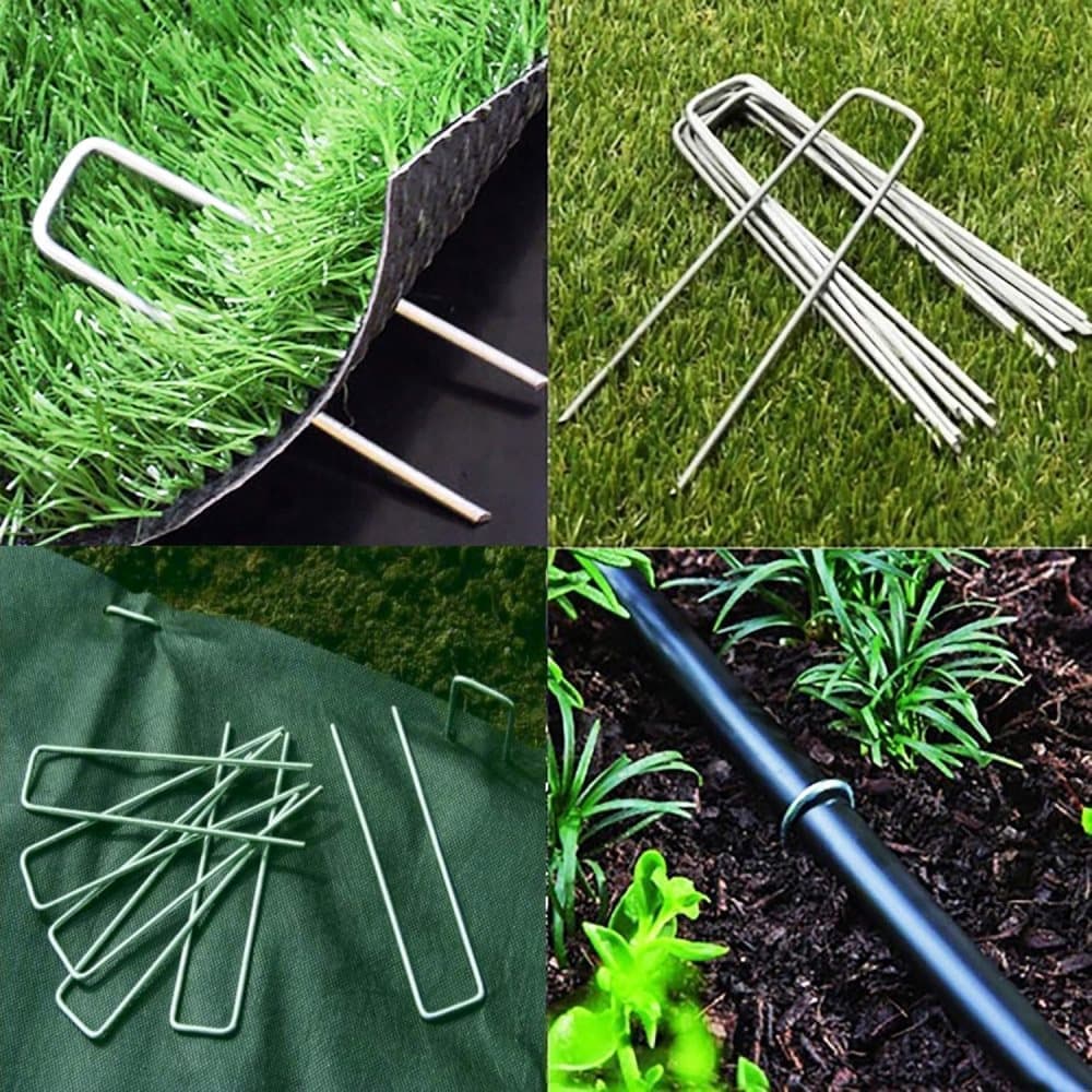 100 pcs U-shaped garden anchor pegs, 150mm, silver - Image 4