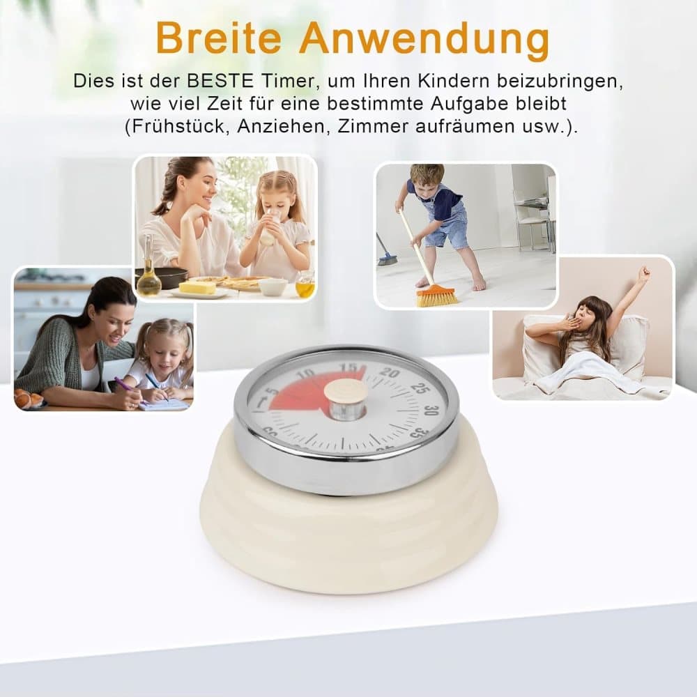 60 Minute Mechanical Kitchen Timer with Magnet, Stainless Steel Black, 3.6 x 7.3cm - Image 7