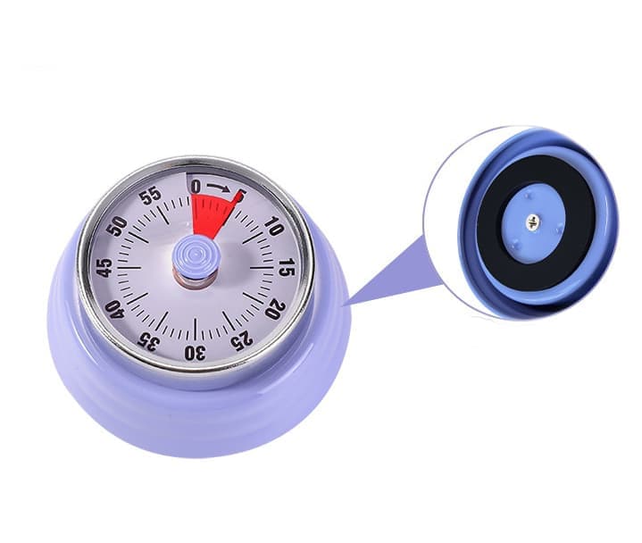 60 Minute Mechanical Kitchen Timer with Magnet, Light Purple, 3.6 x 7.3cm - Image 1