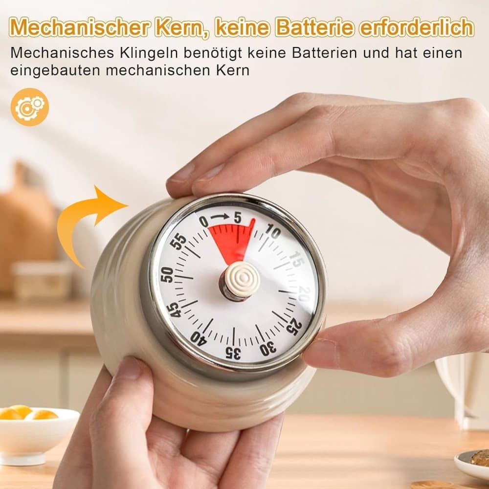 60 Minute Mechanical Kitchen Timer with Magnet, Light Purple, 3.6 x 7.3cm - Image 5