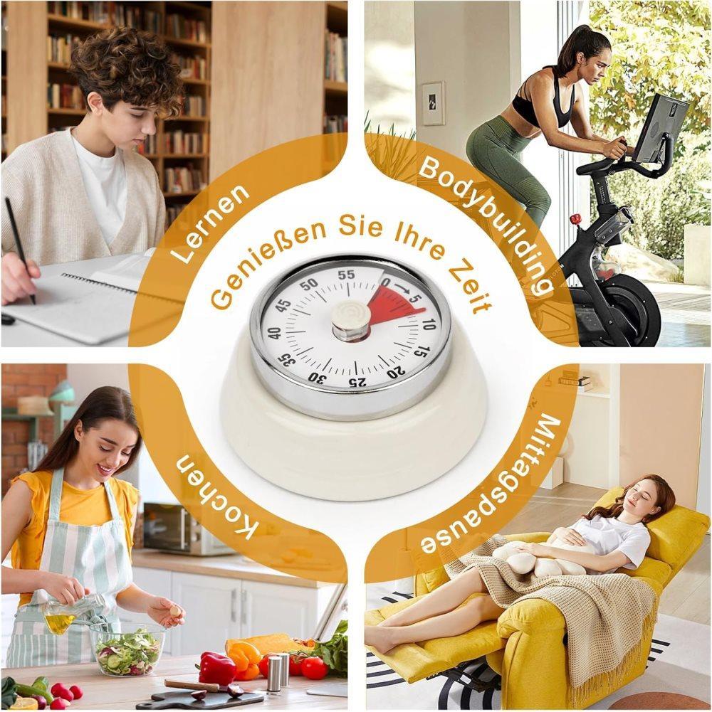 Mechanical Kitchen Timer 60 min with Magnet, Stainless Steel Pink, 3.6 x 7.3cm - Image 8