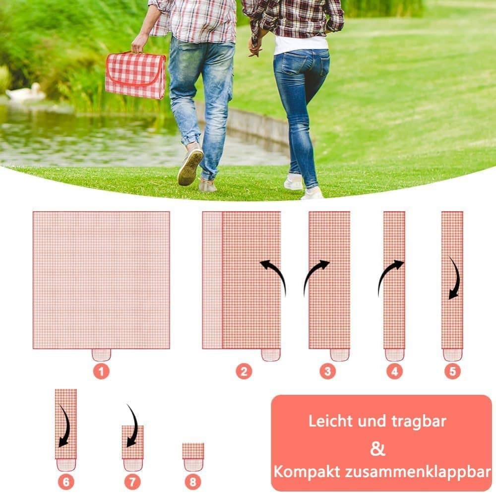 Waterproof Picnic Mat Foldable with Carrying Handle for Camping Beach Park Outdoor, Durable, 150x200cm, Pink - Image 4