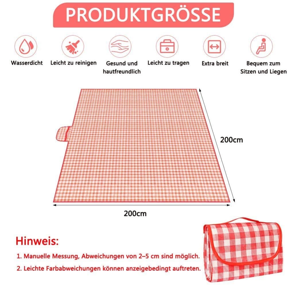 Waterproof Picnic Mat Foldable with Carrying Handle for Camping Beach Park Outdoor, Durable, 150x200cm, Pink - Image 7