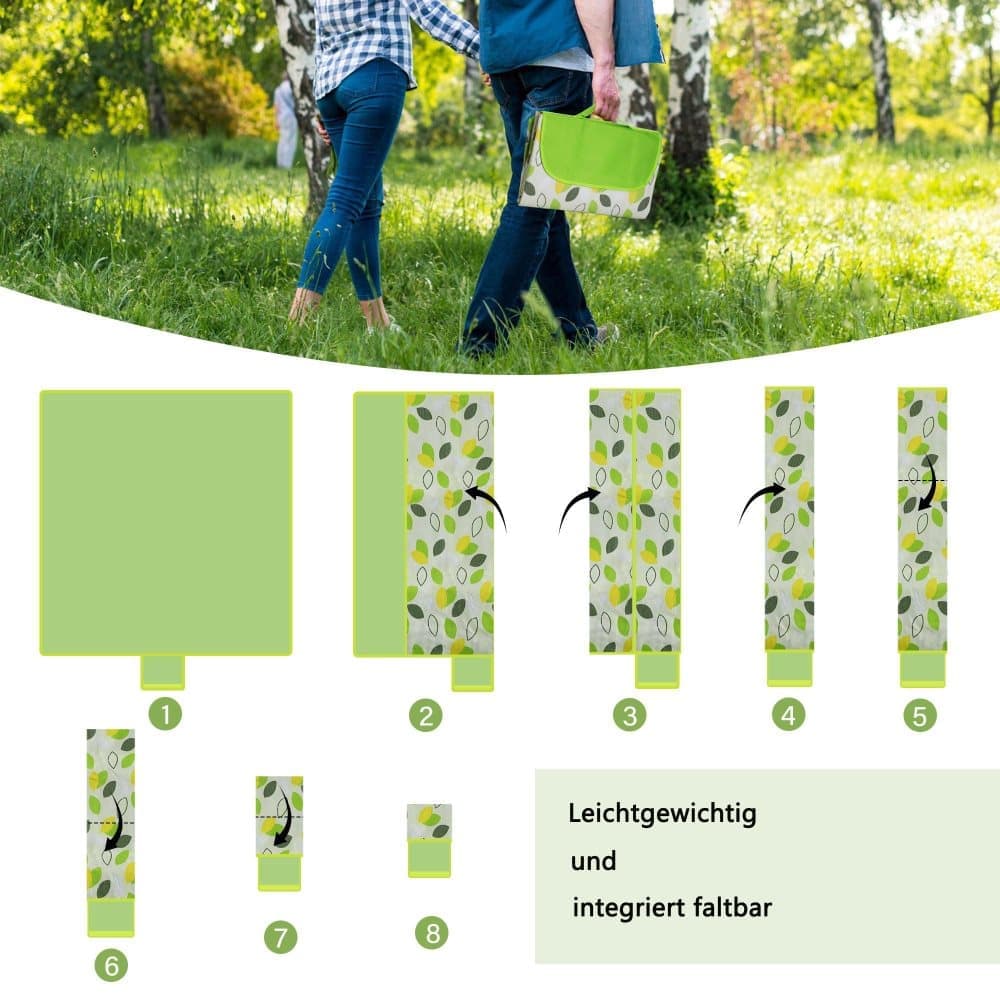 Waterproof Picnic Mat Foldable with Carrying Handle for Camping Beach Park Outdoor Activities, 100x150cm, Dark Green - Image 6