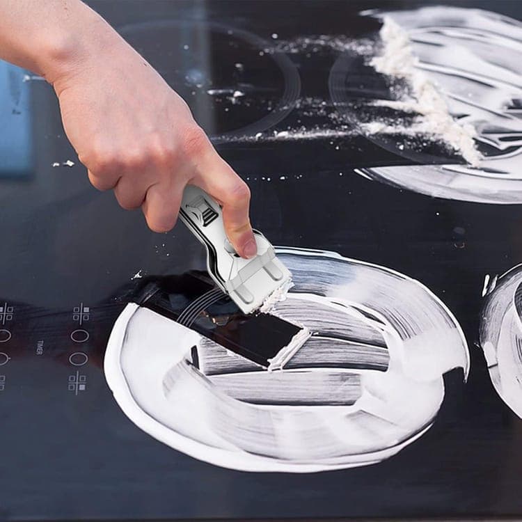 Glass scraper with 5 replaceable blades for effective cleaning, compatible with glass hobs - Image 2