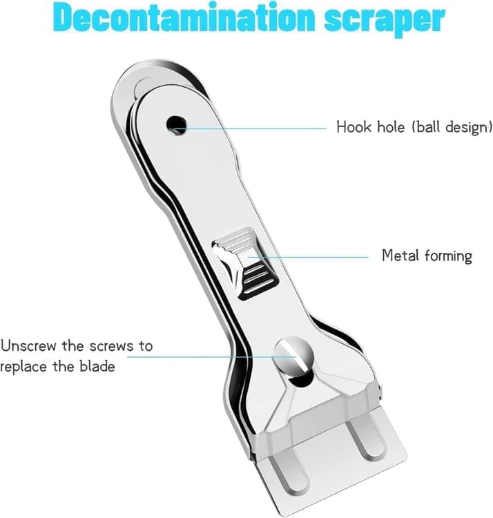 Glass scraper with 5 replaceable blades for effective cleaning, compatible with glass hobs - Image 5