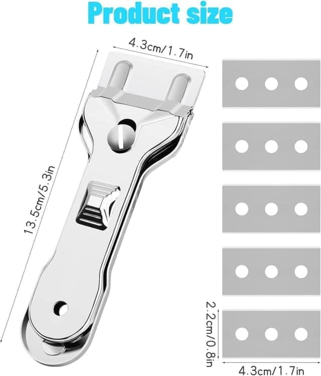Glass scraper with 5 replaceable blades for effective cleaning, compatible with glass hobs - Image 6
