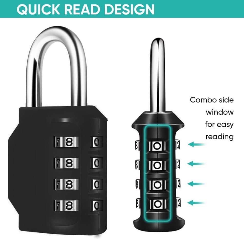 4-Digit Combination Lock with Long Shackle for Cabinets Fences Toolboxes Suitcases, 1.5\ - Image 3