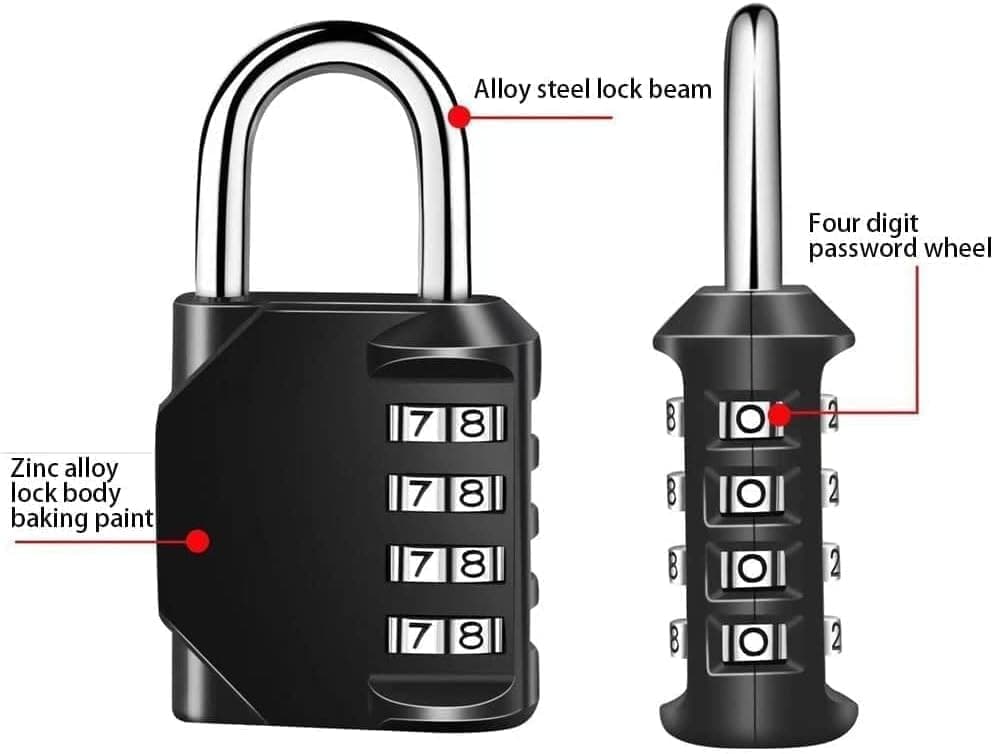 4-Digit Combination Lock with Long Shackle for Cabinets Fences Toolboxes Suitcases, 1.5\ - Image 4