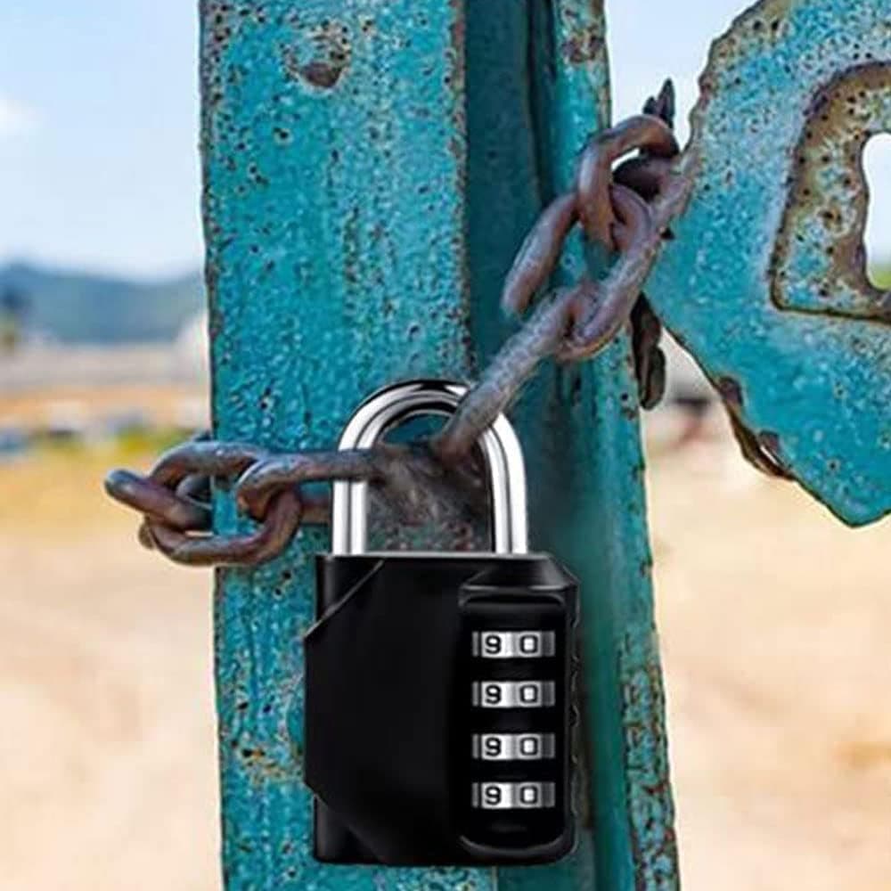 4-Digit Combination Lock with Long Shackle for Cabinets Fences Toolboxes Suitcases, 1.5\ - Image 5