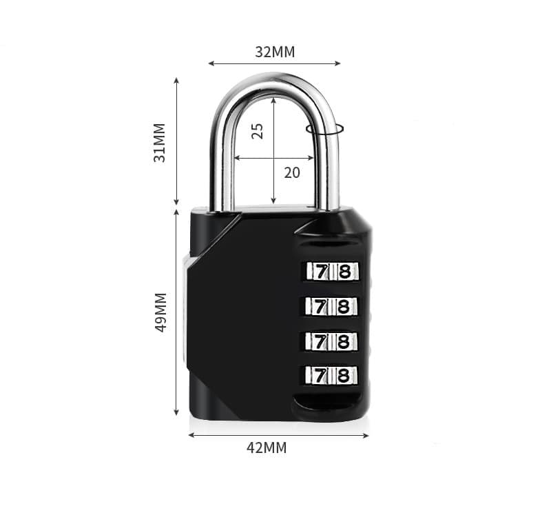 4-Digit Combination Lock with Long Shackle for Cabinets Fences Toolboxes Suitcases, 1.5\ - Image 7