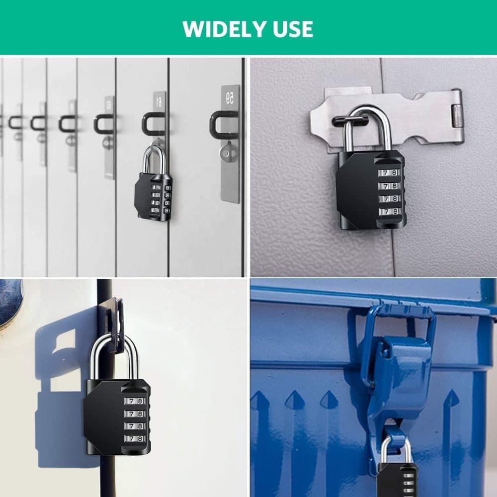 4-Digit Combination Lock with Long Shackle for Cabinets Fences Toolboxes Suitcases, 1.5\ - Image 8