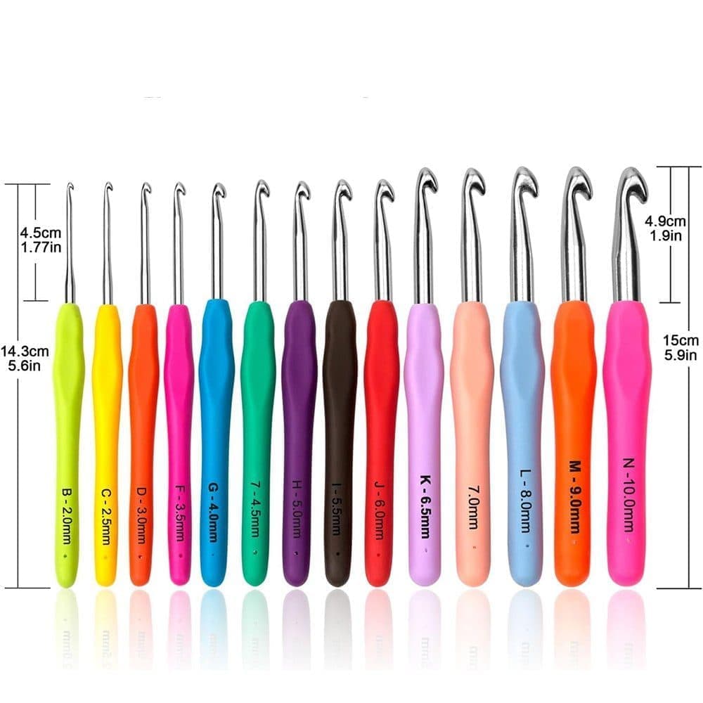 36-Piece Knitting Kit with Crochet Hooks, Markers, Measuring Tape, Ergonomic Soft Rubber Handles, Colorful, with Case - Image 2