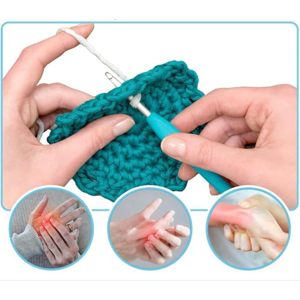 36-Piece Knitting Kit with Crochet Hooks, Markers, Measuring Tape, Ergonomic Soft Rubber Handles, Colorful, with Case - Image 4