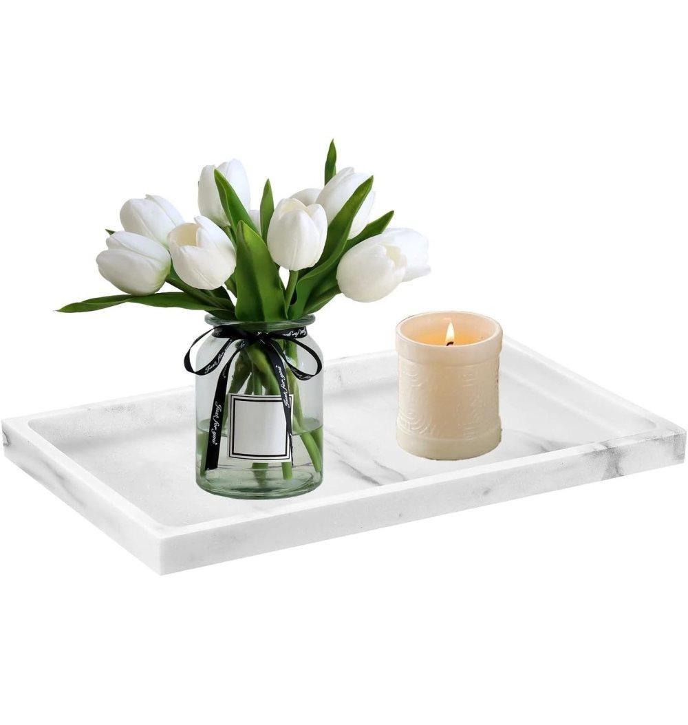 20 cm x 10 cm Silicone Storage Tray for Makeup and Small Items, Light Gray, Decorative Practical Organizer - Image 1
