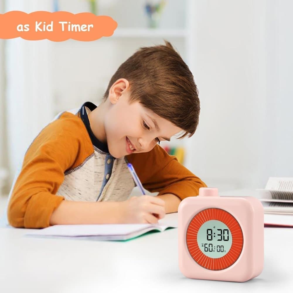 60 Minute Digital Timer with Clock and Alarm, 3-in-1, Pink - Image 3