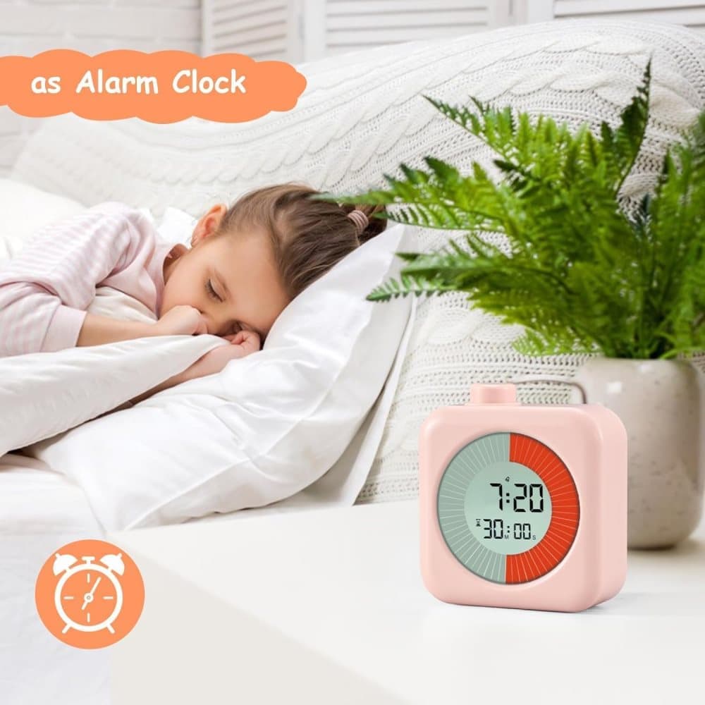 60 Minute Digital Timer with Clock and Alarm, 3-in-1, Pink - Image 5