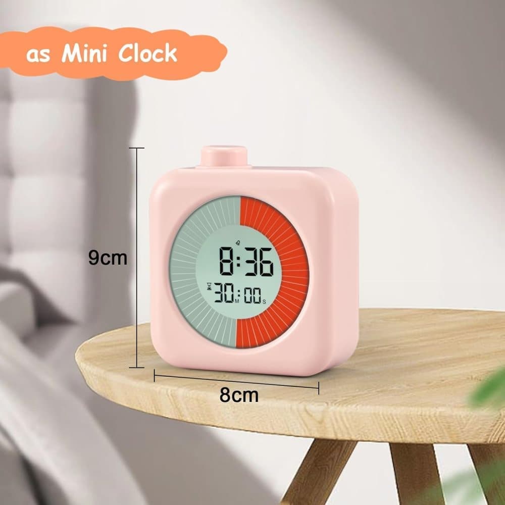 60 Minute Digital Timer with Clock and Alarm, 3-in-1, Pink - Image 6