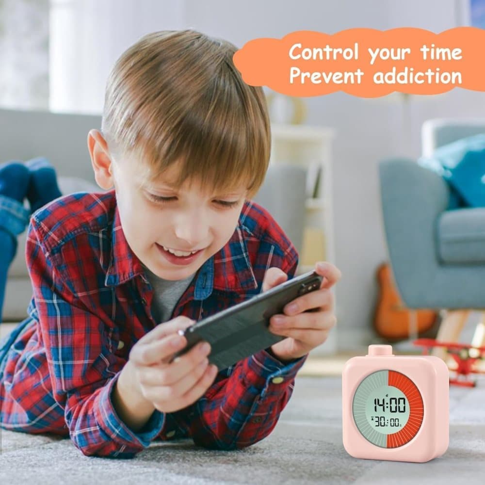 60 Minute Digital Timer with Clock and Alarm, 3-in-1, Pink - Image 7