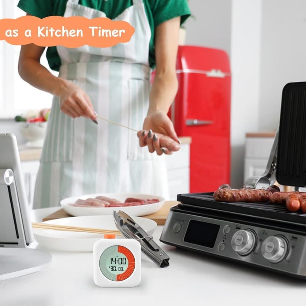 60 Minutes Digital 3-in-1 Timer with Clock and Alarm, White - Image 2