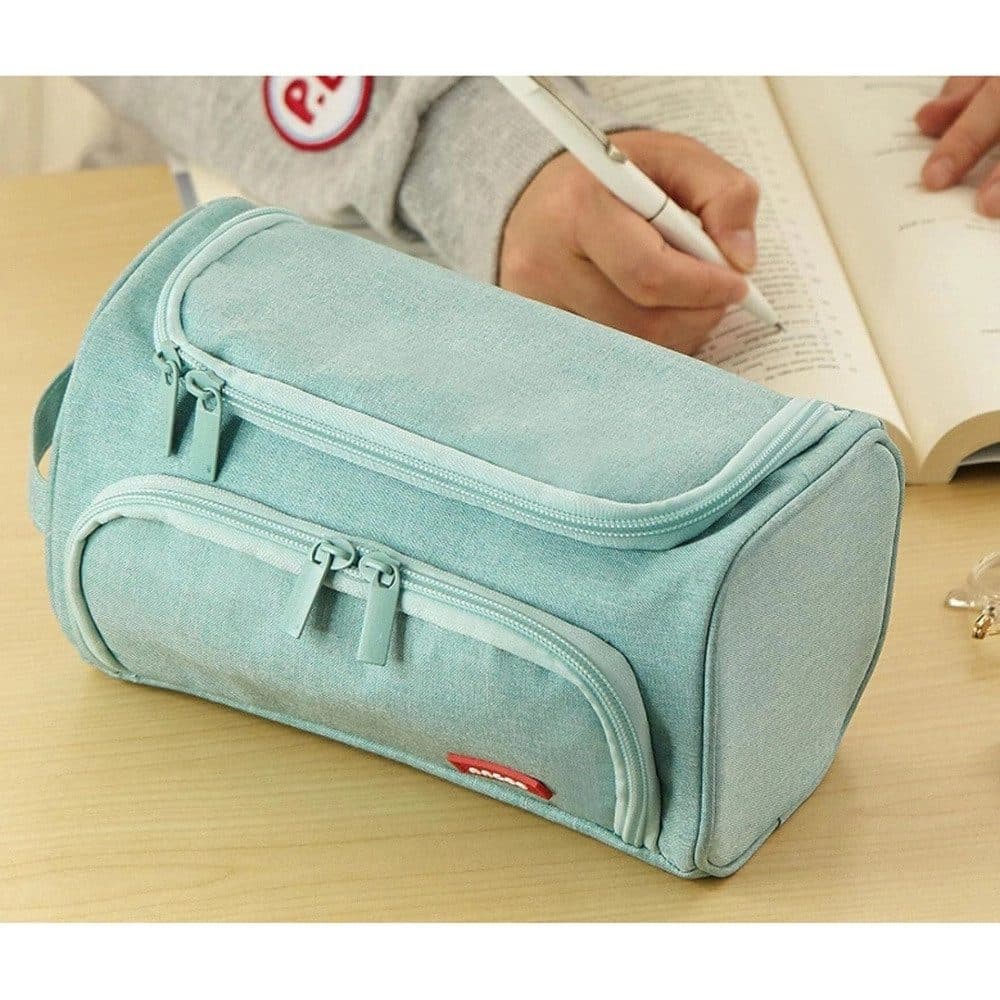 3-Layer Multifunctional School Pencil Case, Light Blue, with 3 Layers for Pens and Stationery - Image 6