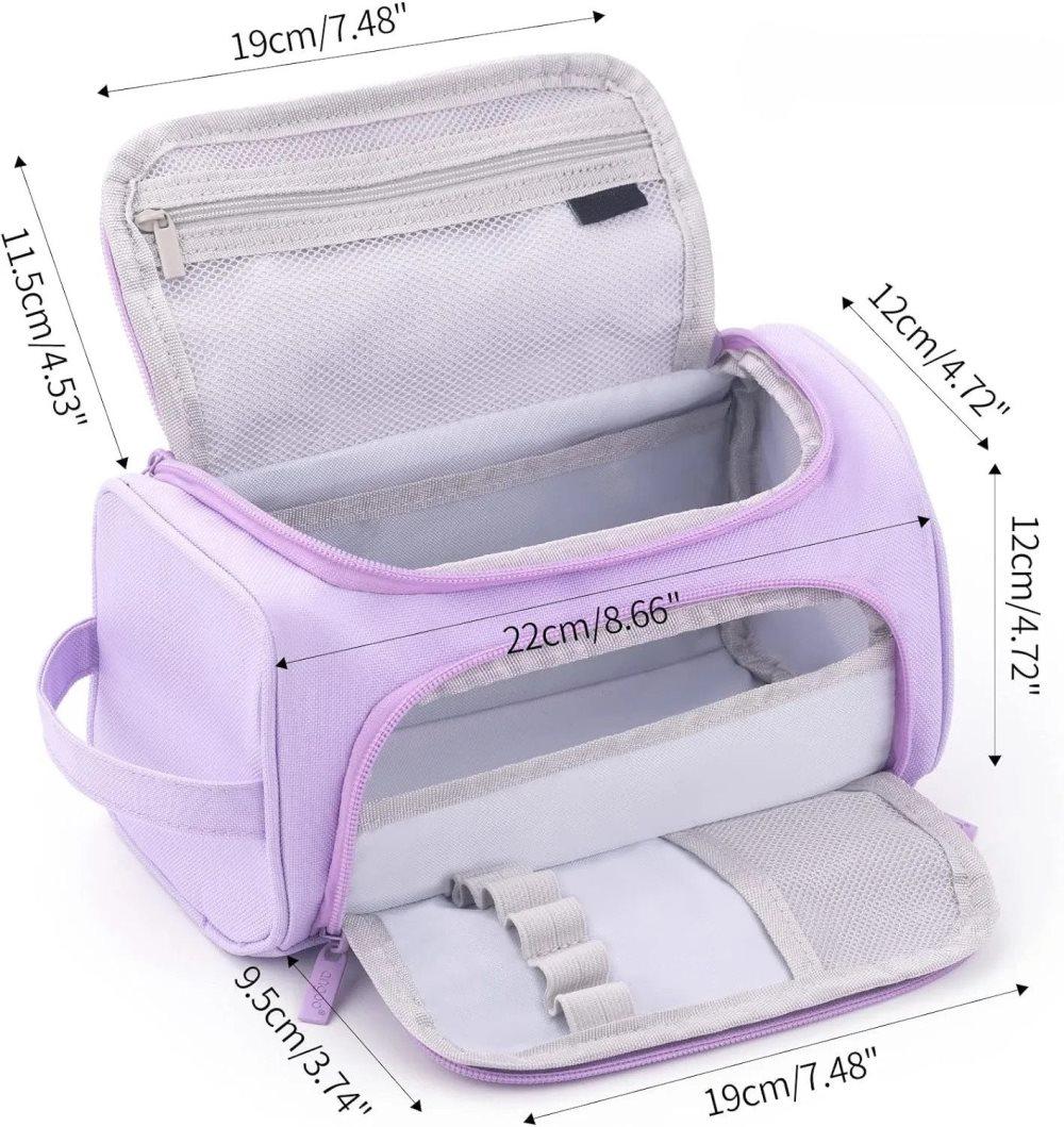3-Layer School Pencil Case Multifunctional Spacious Pencil Bag for Pens and Stationery, Light Purple - Image 3