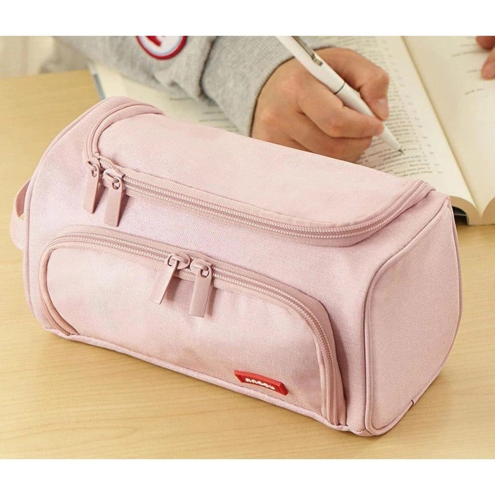 3 Layer School Pencil Case Pink, Multifunctional Spacious Pencil Bag for Pens and Stationery - Image 2