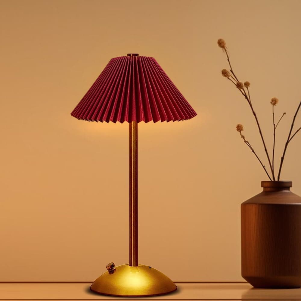 Portable LED Table Lamp with 3 Brightness Levels, USB Desk Lamp for Bedside Desk Dining Table, Red - Image 1