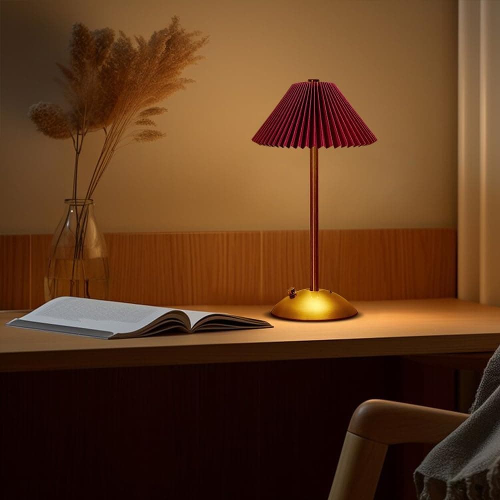 Portable LED Table Lamp with 3 Brightness Levels, USB Desk Lamp for Bedside Desk Dining Table, Red - Image 2