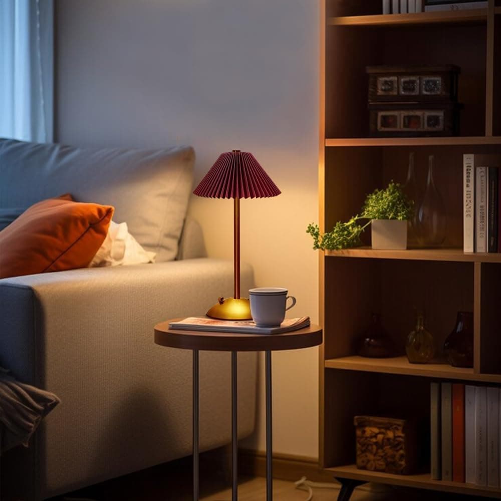 Portable LED Table Lamp with 3 Brightness Levels, USB Desk Lamp for Bedside Desk Dining Table, Red - Image 3