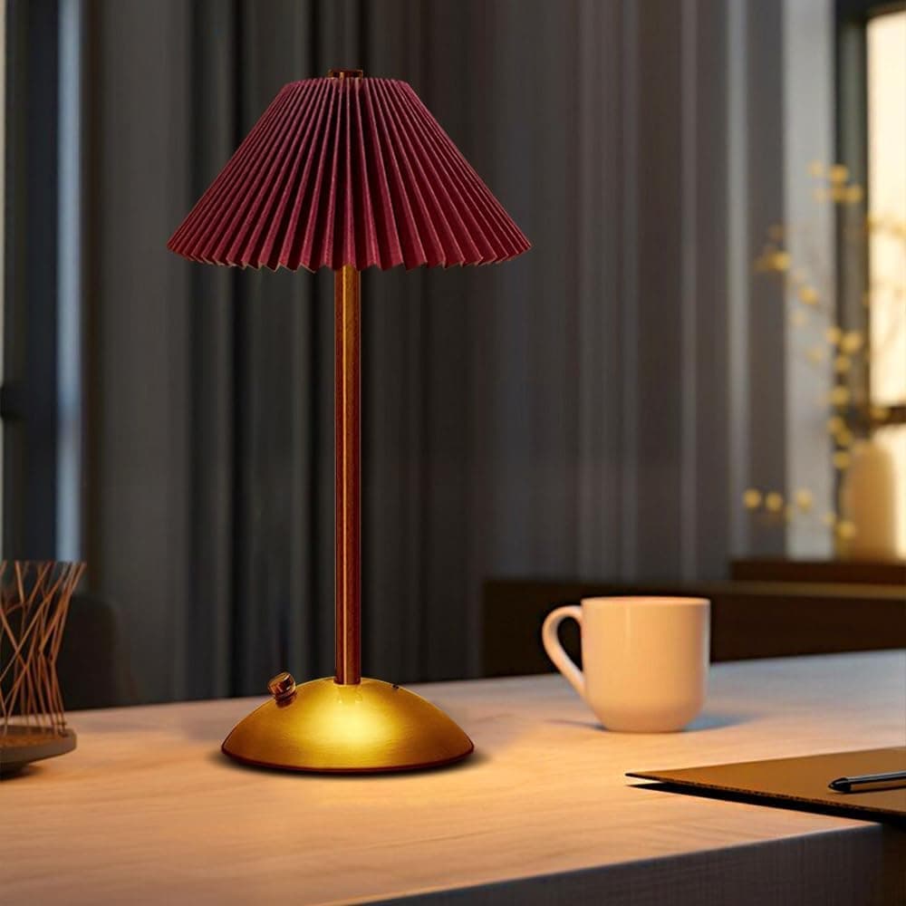 Portable LED Table Lamp with 3 Brightness Levels, USB Desk Lamp for Bedside Desk Dining Table, Red - Image 4