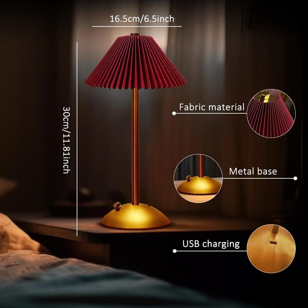 Portable LED Table Lamp with 3 Brightness Levels, USB Desk Lamp for Bedside Desk Dining Table, Red - Image 5
