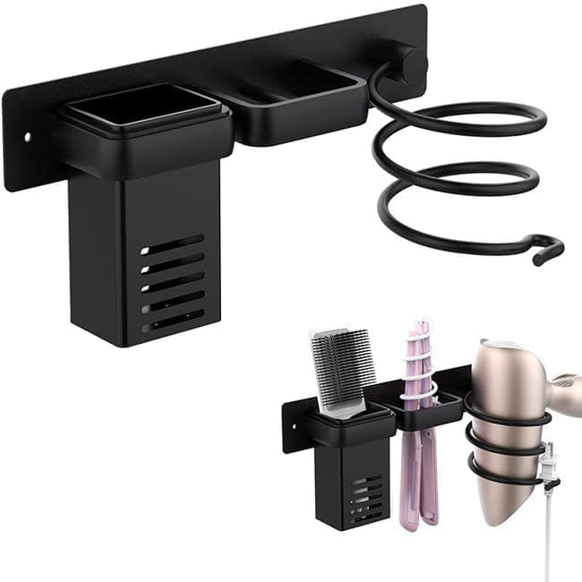 1 Pack Wall Mounted Hair Dryer Holder Shower Shelf Bathroom Storage Shelf, Aluminum - Image 1