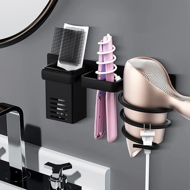 1 Pack Wall Mounted Hair Dryer Holder Shower Shelf Bathroom Storage Shelf, Aluminum - Image 2