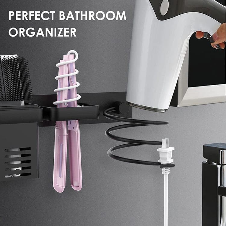 1 Pack Wall Mounted Hair Dryer Holder Shower Shelf Bathroom Storage Shelf, Aluminum - Image 4