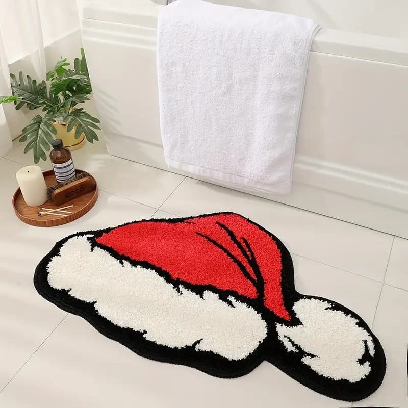 Christmas Santa Claus Bath Mat, Soft Non-Slip Absorbent, Machine Washable, for Living Room and Bathroom - Image 1