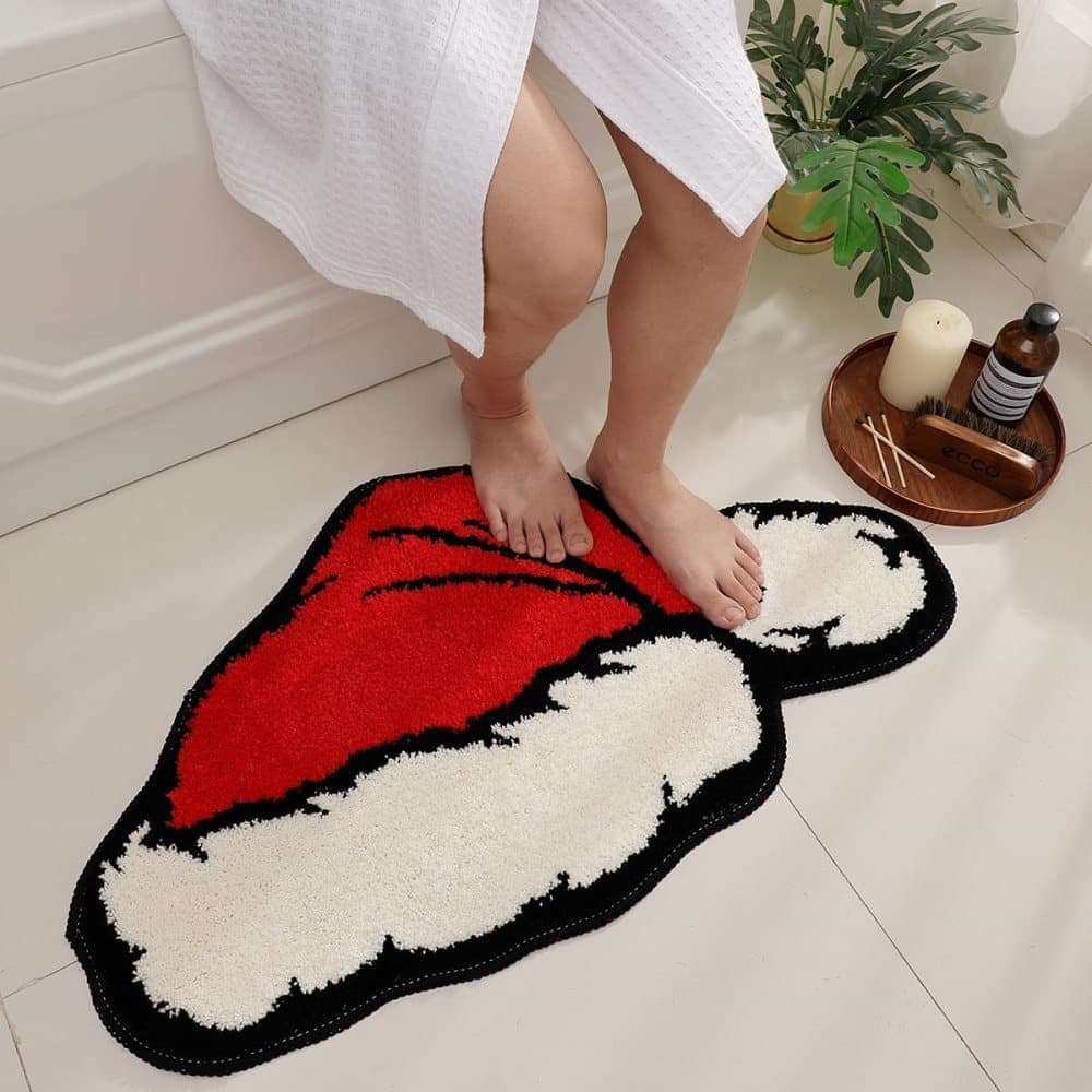 Christmas Santa Claus Bath Mat, Soft Non-Slip Absorbent, Machine Washable, for Living Room and Bathroom - Image 3