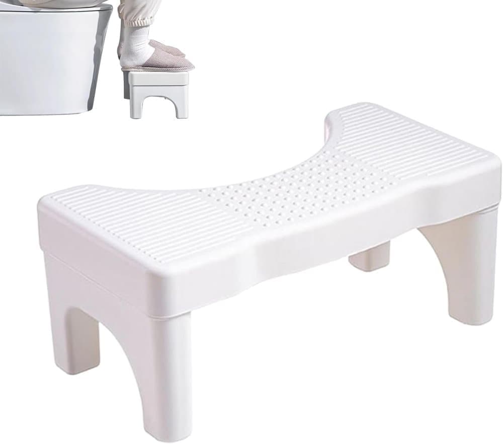 Non-Slip Toilet Stool, White, 40 x 21 cm, Wide Stomach Squatting Step for Bathroom - Image 1