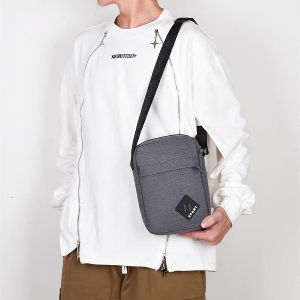 Multifunctional Waterproof Shoulder Bag, 2 Compartments, Black, 16x23x9cm - Image 2