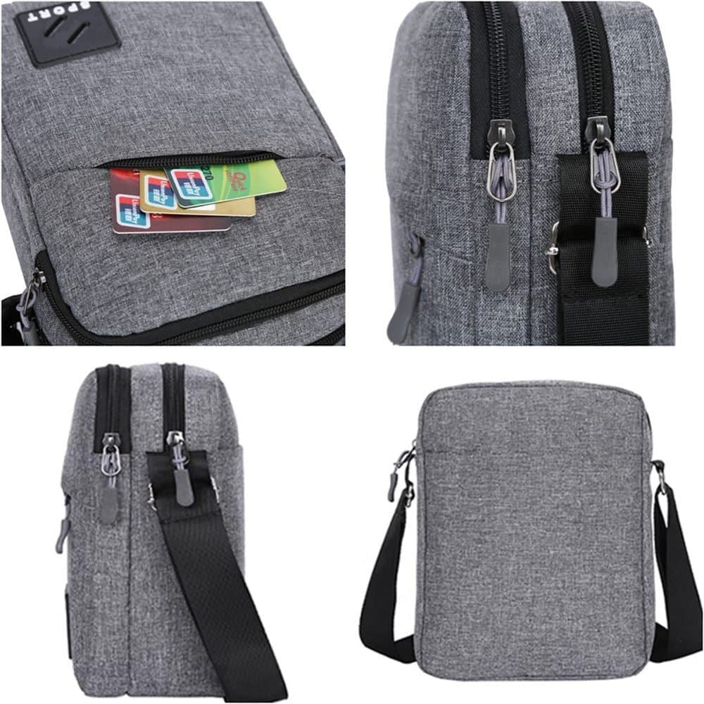 Multifunctional Waterproof Shoulder Bag, 2 Compartments, Black, 16x23x9cm - Image 4