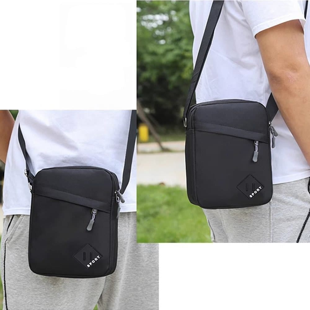 Multifunctional Waterproof Shoulder Bag, 2 Compartments, Black, 16x23x9cm - Image 8