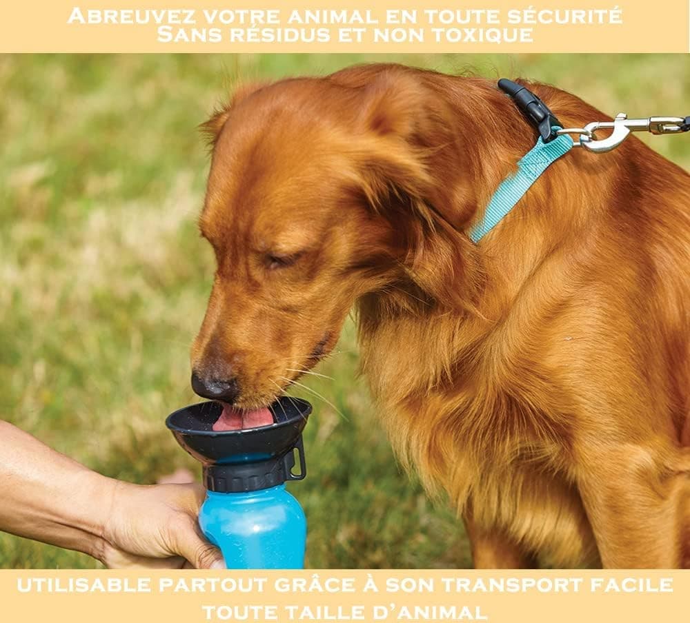Portable Dog Water Bottle with Bowl 500ml, Blue, Compatible with Dogs - Image 3