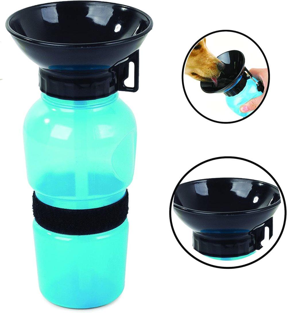 Portable Dog Water Bottle with Bowl 500ml, Blue, Compatible with Dogs - Image 4