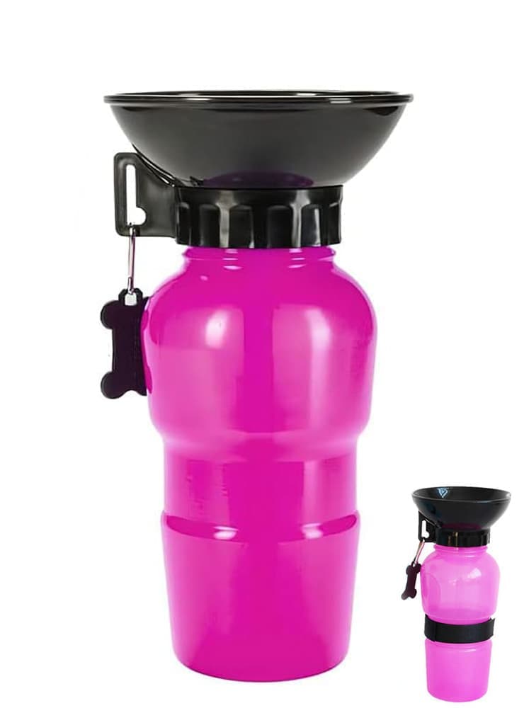 Dog Water Bottle with Bowl, Portable Pet Water Dispenser, Compatible with All Breeds, Pink - Image 1