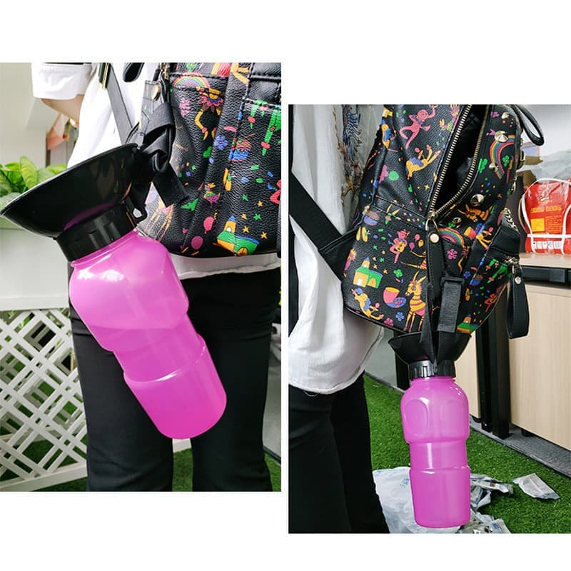 Dog Water Bottle with Bowl, Portable Pet Water Dispenser, Compatible with All Breeds, Pink - Image 6