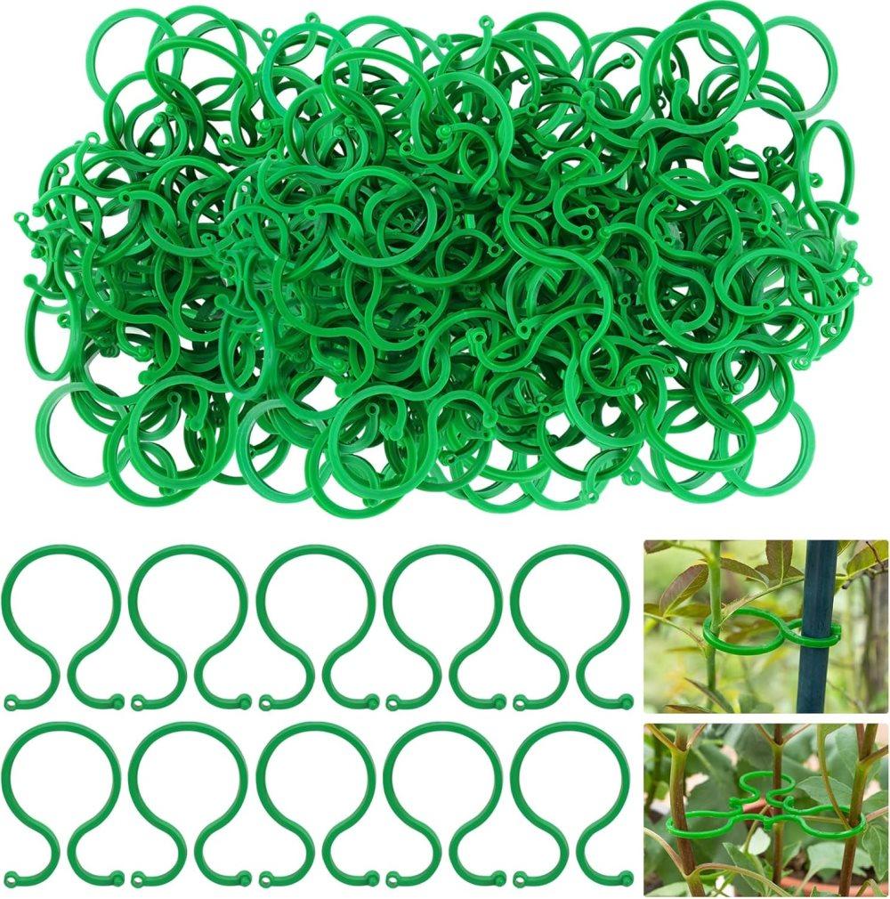 200 pcs Garden Plant Clips, Plastic Ring Design for Vines Tomatoes and Flowers, Decorative Garden Accessories - Image 1