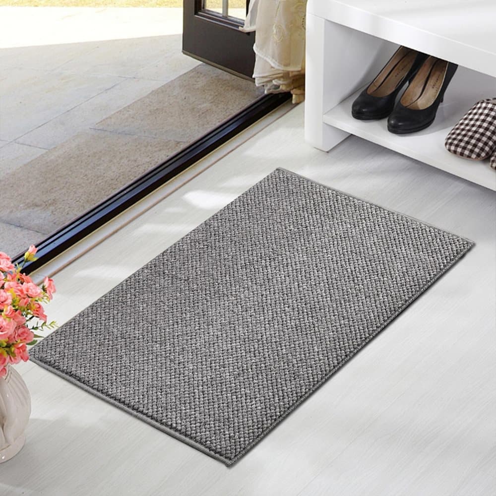 Non-Slip Jute-Like Doormat for Indoor Outdoor Use, Dust-Resistant Quick-Absorbing Welcome Mat, 60x90cm, Gray - Image 1