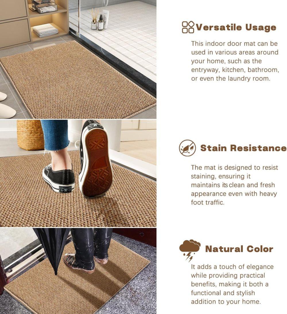 60x90cm Jute Doormat for Indoor and Outdoor Use Non-Slip Dust-Resistant Quick-Absorbing Welcome Mat, 40x60cm, Brown - Image 3